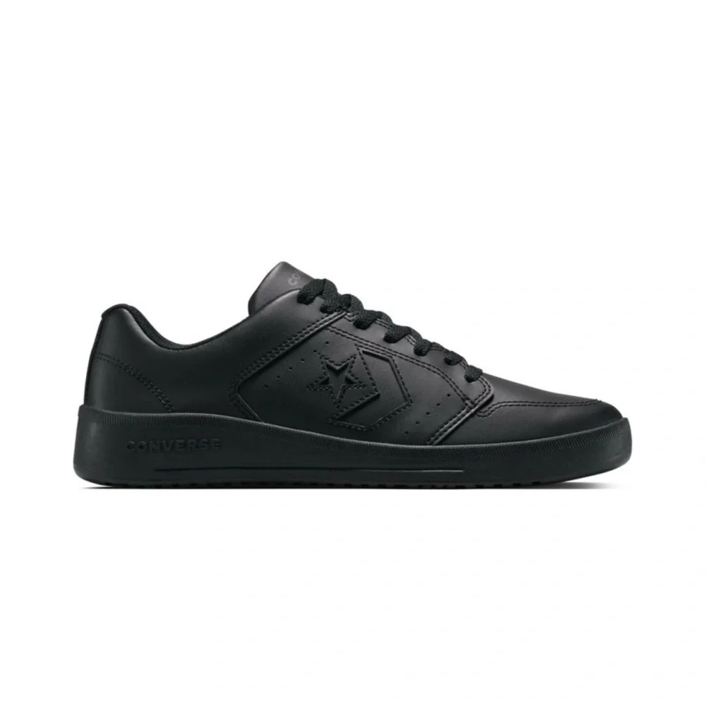 All Black Low-Top Leather Sneakers